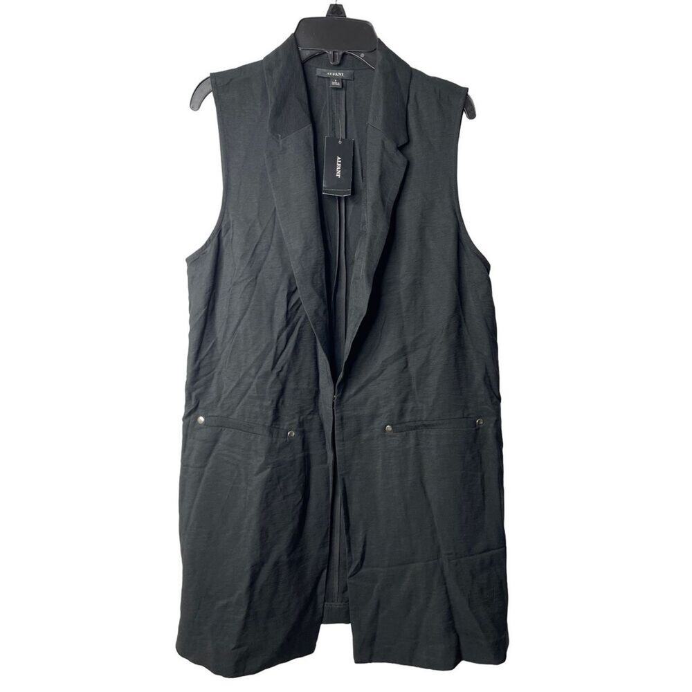 Alfani Women Modern Wave Vest Deep Black Small New